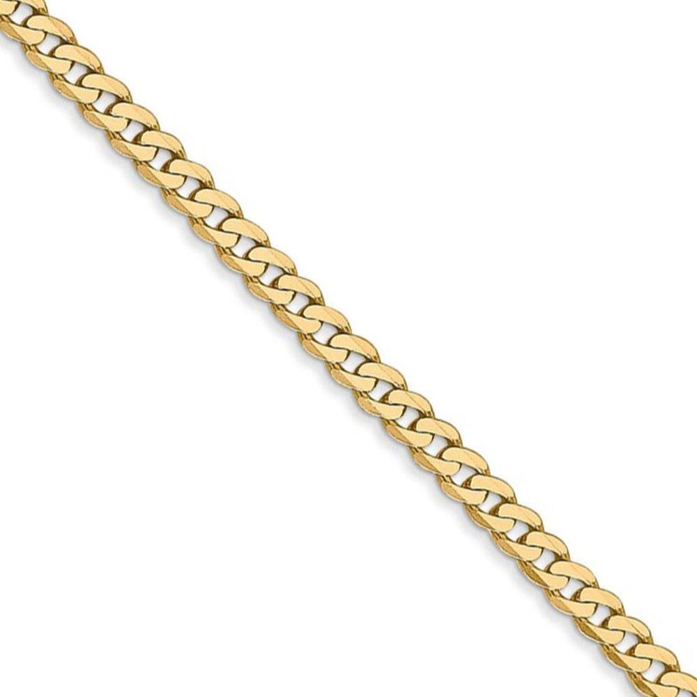 2.9mm 14k Yellow Gold Solid Beveled Curb Chain Necklace, 18 Inch